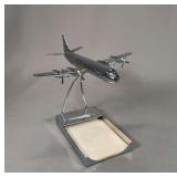 Lockheed Turboprop Electra Desk Model Airplane Memo Pad Holder, Chrome-Plated Metal