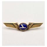 Eastern Air Lines 1/10 10K Gold-Filled Wing Badge with Enamel Logo, Balfour Marked (Hockey Stick Era)
