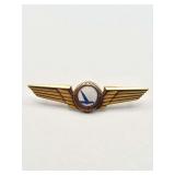 Eastern Air Lines 1/10 10K Gold-Filled Wing Badge with Blue Falcon Enamel Medallion, Balfour Marked (c. 1960s)