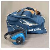 Eastern Air Lines Flight Bag And Passenger Headphones, Canvas And Plastic (Mid 20th Century)
