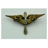 US Army Air Corps / Army Air Forces Winged Propeller Cap/Collar Device - EA - Silver toned