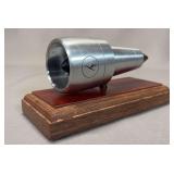 Lufthansa Plane Engine Desktop Model on Wooden Base
