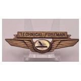 Eastern Air Lines Technical Foreman uniform wing badge