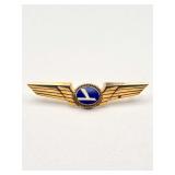 Eastern Air Lines 1/10 10K Gold-Filled Wing Badge with Enamel Logo, Balfour Marked (Hockey Stick Era)