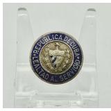 Policia Nacional de Cuba, 1950's Vintage Pin - Cuban 'República de Cuba — Lealtad al Servicio' Badge — Silver-Tone Variant