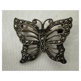 Vtg.  Sterling Silver & Marcasite Butterfly Brooch