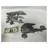 2 Metal Homco Vintage Airplane Plaques