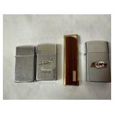 Lot of 4 Lighters 2 Zippo