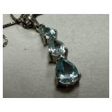 Sterling Silver & Blue Topaz Teardrop Necklace