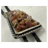 Polished Stones Black Cord Bolo Tie