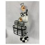 Salt and pepper Shakers and Chef Holder