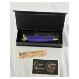 Very Nice Blue Handle Hen and Rooster Pocket Knife