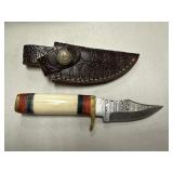 Damascus Steel Knife W/ Sheath