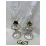 Two Glass Oil Lamps