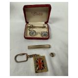Vintage Cuff Links, Tie Tack & Keychain