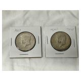 1967 & 1969-D Kennedy Half Dollar Coins-40% Silver