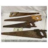 Lot of 4 Vintage Hand Saws