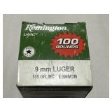 100 Remington 9mm Luger 115 Grain Ammo