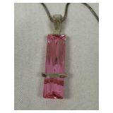 Sterling Silver & Pink Penant Neklace