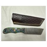 Tanto Blade Damascus Steel Knife W/ Sheath