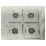 Four 1963-D Roosevelt 90% Silver Dimes
