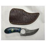 Unique Damascus Steel Knife W/ Sheath