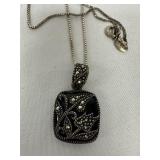 Sterling Silver & Marcasite Pendant Necklace