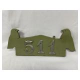 Wood Bird House Number Sign