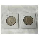 1965 & 1966 Kennedy Hlaf Dollar Coins - 40% Silver