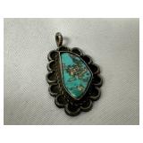 Native Amerian Sterling & Turquoise Pendant