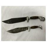 2 Large Wooden Handle Knives