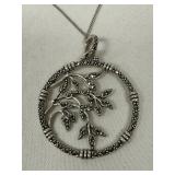 Sterling Silver & Marcasite Pendant Necklace