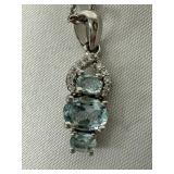 Sterling Silver & Blue Topaz Pendant Necklace