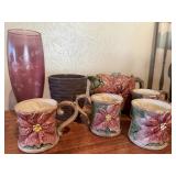 Fitz & Floyd Poinsetta Set & Vases