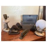 Lot Of Dï¿½cor Items Inc Bronze Baby Shoe Bookends