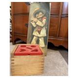 Vintage Picture Of Little Boy & Shape Sorting Toy