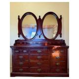 Vintage Wooden Dresser W Mirror 64'L X 20'D X 78'H