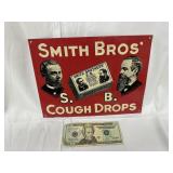 Smith Bros' Metal Cough Drops Advertisement Sign