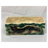 Rectangular Ceramic Planter with Panther Motif