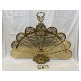 Brass Folding Peacock Fireplace Screen