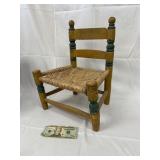 Vintage to Antique Child's Wicker Seat Wood Chair