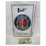 Public Telephone Contemporary Metal Sign