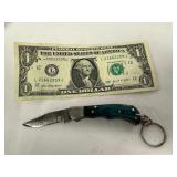 Damascus Steel Folding Knife With Keychain