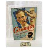 Granger Tobacco Vtg. Cardboard Counter Adv. Sign