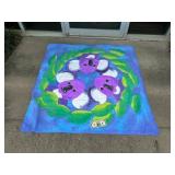 Hand-Painted Textile Artwork With Floral Motif