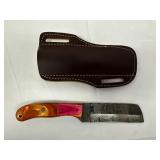 Damascus Steel Knife with Multicolor Resin Handle