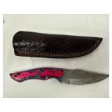 Damascus Steel Knife with Multicolor Handle