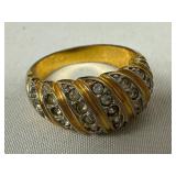 Gold-Plated Ring with Rhinestone Accents