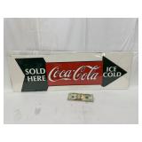 Coca-Coal 'Sold Here' Metal Arrow Sign