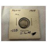 1928 Mexico Silver 10 Centavos Coin